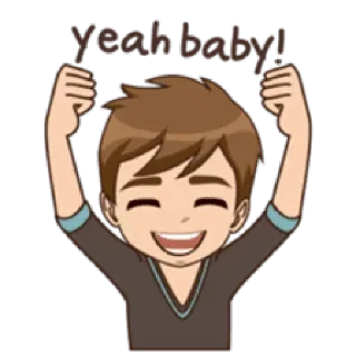 🤘 Yeah baby! eccitato, felice, festeggiando, cartone animato telegram sticker