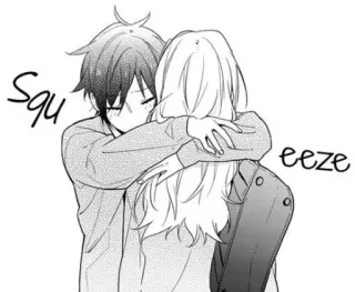 🌟 Squeeze câlin, anime, manga, affection, serrer, couple telegram sticker