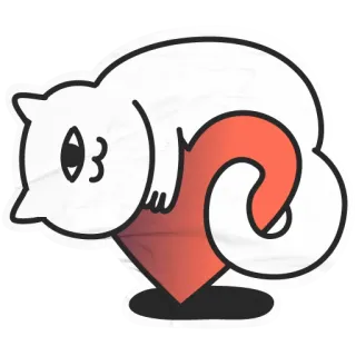 ❤️ kat, hart, schattig, kawaii, liefde, sticker, cartoon telegram sticker