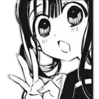 😯 Anime, Mangá, Personagem, Garota, Desenho, Preto e branco telegram sticker