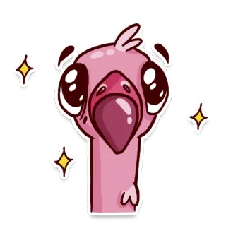 🦩 Desenho animado, Rosa, Pássaro, Fofo, Brilho, Adorável, Emoji telegram sticker
