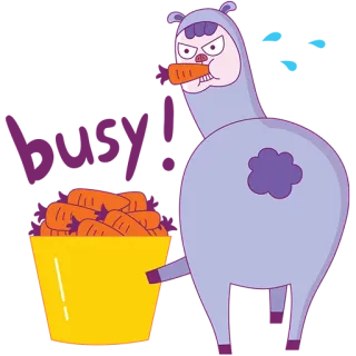 😠 alpaca, zanahoria, dibujos animados, animal, humor telegram sticker