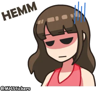 😕 HEMM cartoon, girl, annoyed, frustrated, exhausted, upset telegram sticker