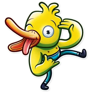 😜 pato, desenho animado, rude, engraçado, língua, gesto telegram sticker