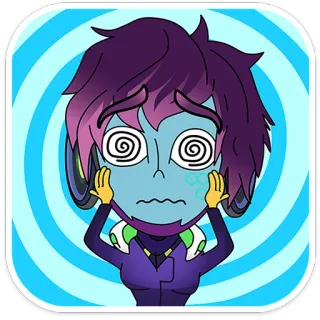😵 Cartoon, Figur, Hypnotisiert, Benommen, Spirale, Animiert telegram sticker