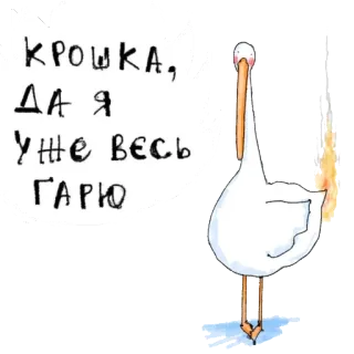 🔥 КРОШКА, ДА Я УЖЕ ВЕСЬ ГАРЮ 황새, 불타는, 러시아어, 만화 telegram sticker