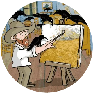 🌾 Vincent van Gogh Vincent van Gogh, artist, painting, crows, art, cartoon whatsapp sticker