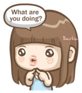 🤔 What are you doing? hoạt hình, câu hỏi, dễ thương, cô gái, nhãn dán telegram sticker