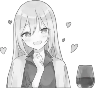 🥰 Anime, Mädchen, Wein, Herzen, Süß, Errötend, Manga telegram sticker