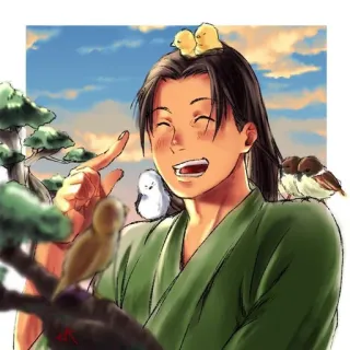🥰 anime, hombre, pájaros, lindo telegram sticker