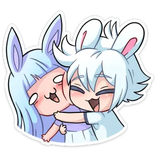 🤗 Anime, Kawaii, Lapin, Mignon, Câlin, Amitié telegram sticker