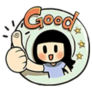 👍 Good Desenho animado, Joinha, Bom, Menina, Positivo, Concordância, Aprovação telegram sticker