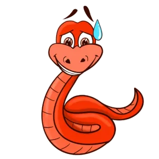 😅 serpent, dessin animé, animal, reptile, orange, nerveux, sueur, inquiet whatsapp sticker