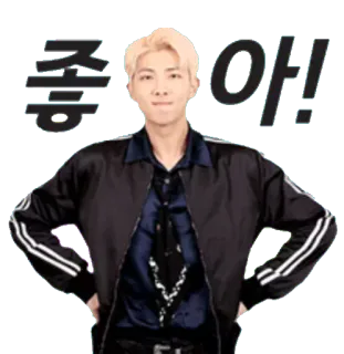 😡 RM 좋아! kpop, idol, pollice su, positivo, approvazione, bene telegram sticker
