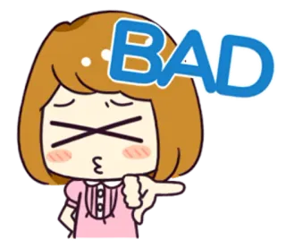 👎 BAD cartoon, thumbs down, bad, negative whatsapp sticker