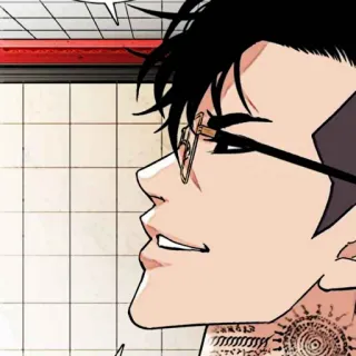 ⚖ Аниме, Очки, Тату, Лицо, Мужчина, Профиль telegram sticker