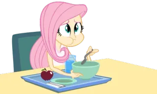 😐 Fluttershy My Little Pony kartun, makanan, Fluttershy, My Little Pony, makan telegram sticker