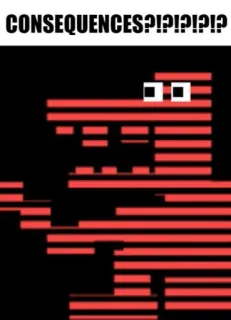 👺 CONSEQUENCES?!?!?! buaya, merah, pixelated, binatang, teks, garis telegram sticker