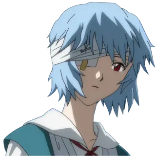 🤕 Rei Ayanami Neon Genesis Evangelion Anime, Rei Ayanami, Neon Genesis Evangelion, Personagem, Bandagens whatsapp sticker