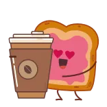 ☕️ Torrada, Café, Desenho animado, Comida, Fofo, Café da manhã, Amor telegram sticker