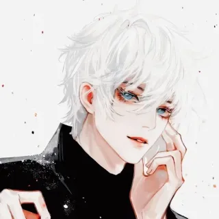 🙂 anime, character, white hair, illustration, art, male telegram sticker