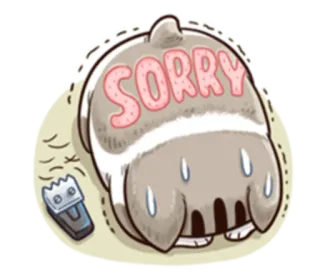 😓 SORRY apology, cute, animal, cartoon, sorry telegram sticker