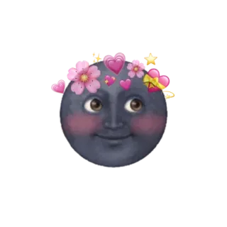 🌚 mặt trăng, emoji, khuôn mặt, hoa, trái tim, dễ thương, kawaii telegram sticker