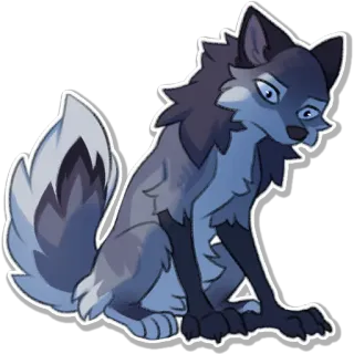 🤕 animal, fox, wolf, cartoon, sitting telegram sticker