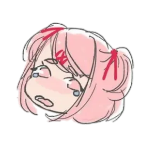 💕 Natsuki Doki Doki Literature Club! Anime, Manga, Słodkie, Płacz, Różowe włosy telegram sticker