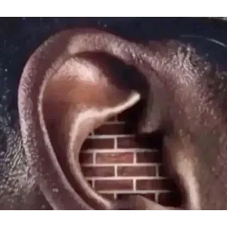 🙉 ear, brick, wall, human, anatomy, surreal, meme telegram sticker