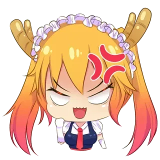 💢 Tohru Miss Kobayashi's Dragon Maid Anime, Dragón, Enojado, Chibi, Dibujos animados, Lindo, Manga telegram sticker