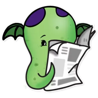 📃 dragão, leitura, jornal, desenho animado, monstro telegram sticker