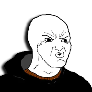 😮 มีม, Wojak, โกรธ, หงุดหงิด, การ์ตูน telegram sticker