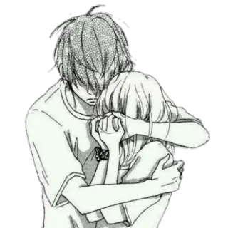 😔 hug, sad, anime, manga, comfort, emotional telegram sticker