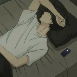 😀 アニメ, 男の子, 横たわる, 眠い, 疲れた telegram sticker