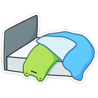 🙃 tidur, tempat tidur, lelah, kemalasan, kartun, malas whatsapp sticker