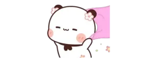 👑 팬더, 귀여운, 카와이, 졸린, 베개, 동물, 만화 whatsapp sticker