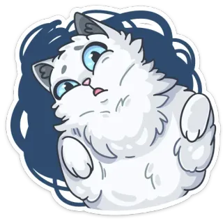 😵 cat, cute, sticker, animal, white, fluffy telegram sticker