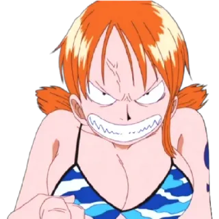 😁 Nami One Piece アニメ, ワンピース, ナミ, 怒り, 漫画 whatsapp sticker