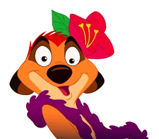 🌺 Timon The Lion King meerkat, flower, disney, cartoon, cute whatsapp sticker