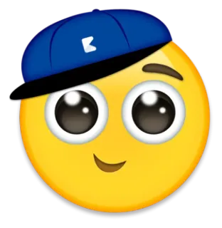 🙃 emoji, face, boy, hat, smile, cartoon telegram sticker