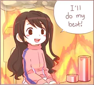 😀 I'll do my best! Anime, Determinazione, Cartoni animati, Manga, Ottimismo, Motivazione, Fuoco, Sfida whatsapp sticker