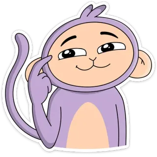 😊 Affe, Tier, Cartoon, Sticker, Lila, Süß, Denken telegram sticker