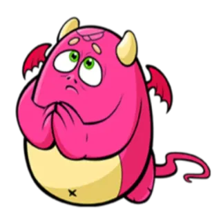 🙏 Kartun, Monster, Merah muda, Imut, Iblis, Karakter telegram sticker