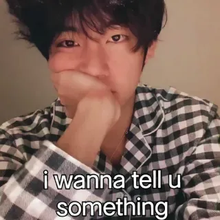 💜 i wanna tell u something personne, pyjama, message, texte, visage, dire whatsapp sticker