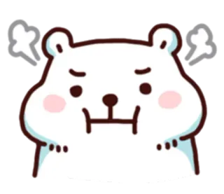 😡 urso, bravo, desenho animado, fofo, animal, branco, fumegante whatsapp sticker