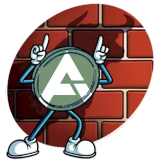 〽️ Münze, Backsteinmauer, Cartoon, Maskottchen, Alphabetisch, Buchstabe A, Charakter, Sticker telegram sticker