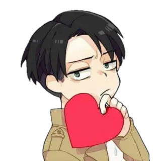 ❤️ Levi Ackerman Attack on Titan levi, ackerman, attack on titan, anime, manga, heart, chibi, cute telegram sticker