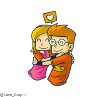 🙂 cartoon, love, couple, hug telegram sticker