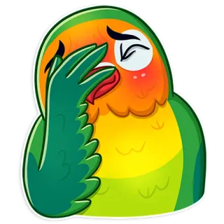 🤦 이모지, 앵무새, 새, 얼굴 감싸기, 당황, 만화, 스티커 telegram sticker